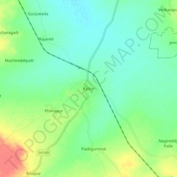 Kohir topographic map, elevation, terrain