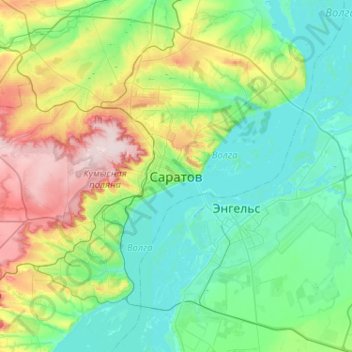 Saratov topographic map, elevation, terrain