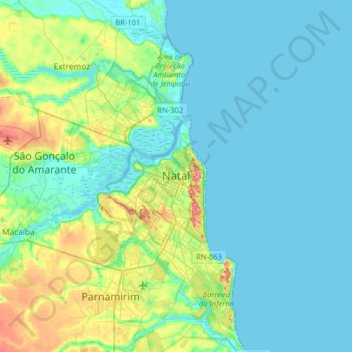 Natal topographic map, elevation, terrain