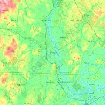 Nashua topographic map, elevation, terrain