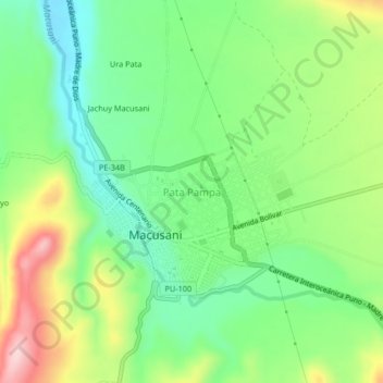 Pata Pampa topographic map, elevation, terrain