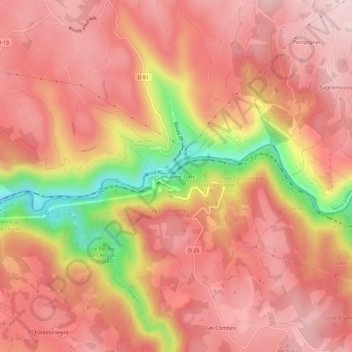 Lamativie-Gare topographic map, elevation, terrain