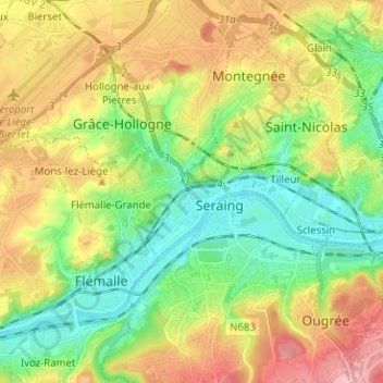 Jemeppe-Sur-Meuse topographic map, elevation, terrain