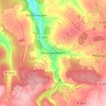 Herrenzimmern topographic map, elevation, terrain