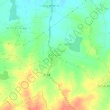Mangala topographic map, elevation, terrain