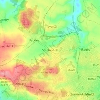 Stanton Hill topographic map, elevation, terrain