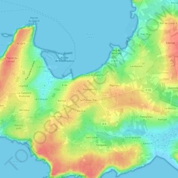 Keraudren topographic map, elevation, terrain