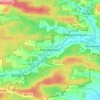 Frimmersdorf topographic map, elevation, terrain