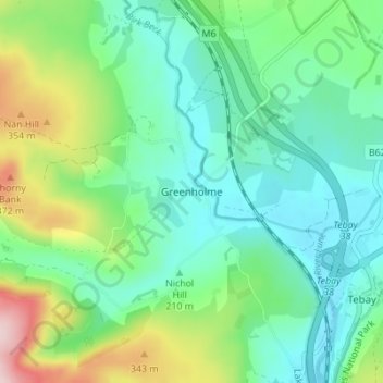 Greenholme topographic map, elevation, terrain