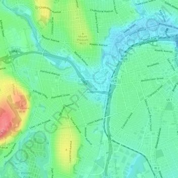 Olneyville topographic map, elevation, terrain