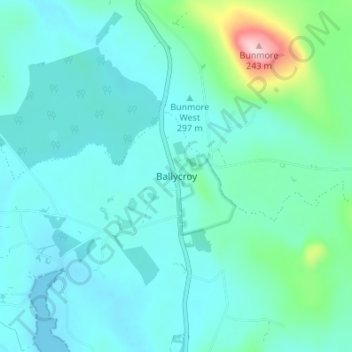 Ballycroy topographic map, elevation, terrain