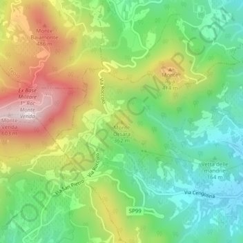 Monte Orsara topographic map, elevation, terrain