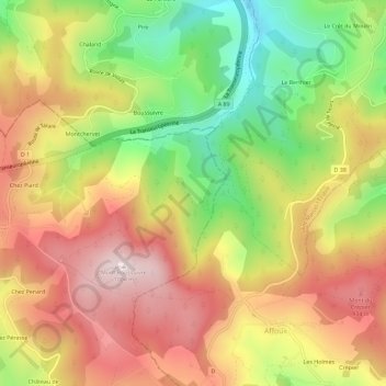 Les Lagnières topographic map, elevation, terrain