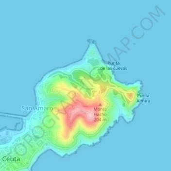Las Cuevas topographic map, elevation, terrain
