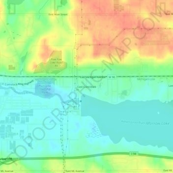 East Comstock topographic map, elevation, terrain