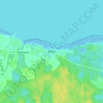 Bellin topographic map, elevation, terrain