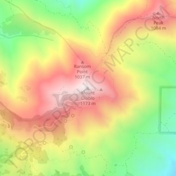 Mount Diablo topographic map, elevation, terrain