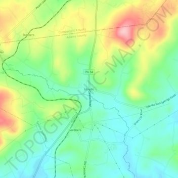 Idaville topographic map, elevation, terrain
