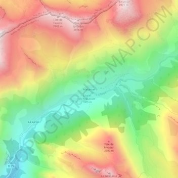 Maljasset topographic map, elevation, terrain