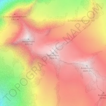 Mittelhorn topographic map, elevation, terrain