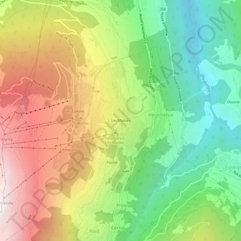 Les Masses topographic map, elevation, terrain
