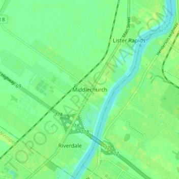 Middlechurch topographic map, elevation, terrain