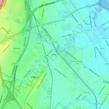 Athenia topographic map, elevation, terrain