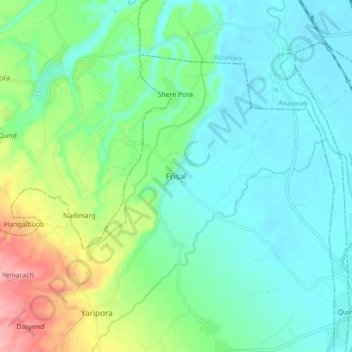 Frisal topographic map, elevation, terrain