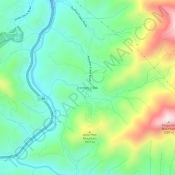 Panther Creek topographic map, elevation, terrain