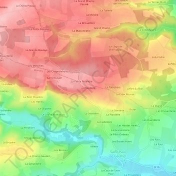 La Potelière topographic map, elevation, terrain