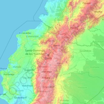 Pichincha topographic map, elevation, terrain