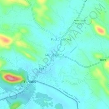 Maharagama topographic map, elevation, terrain