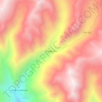 Chaupiyacu topographic map, elevation, terrain