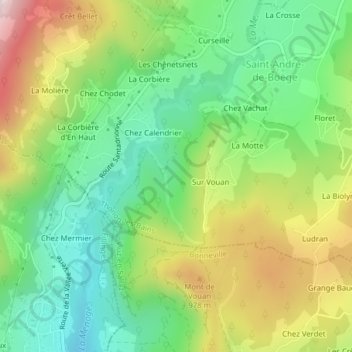Vouan topographic map, elevation, terrain