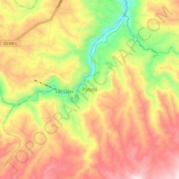 Potosí topographic map, elevation, terrain