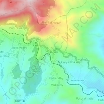 Yellanalli topographic map, elevation, terrain