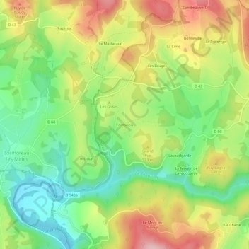 Fontaneix topographic map, elevation, terrain