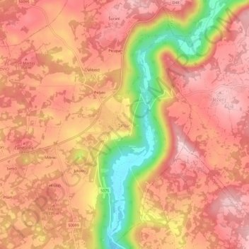 Tinjan topographic map, elevation, terrain