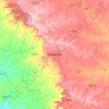 Dharashiv topographic map, elevation, terrain