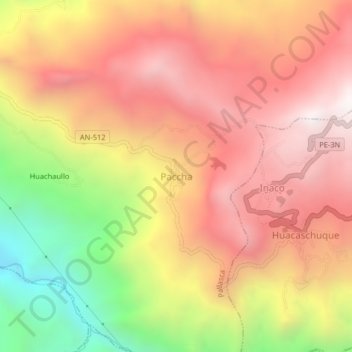 Paccha topographic map, elevation, terrain
