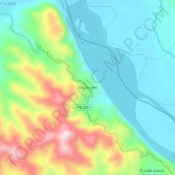 Villa Virgen topographic map, elevation, terrain