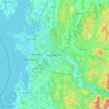 Essex Junction topographic map, elevation, terrain