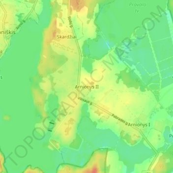 Arnionys II topographic map, elevation, terrain