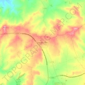 Guarda-si-venes topographic map, elevation, terrain