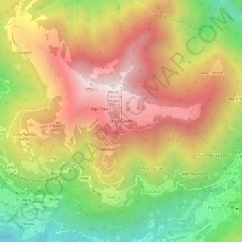 Alpe Giumello topographic map, elevation, terrain