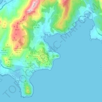 Muros topographic map, elevation, terrain