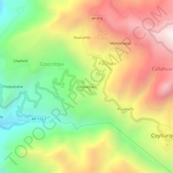 Colquepata topographic map, elevation, terrain