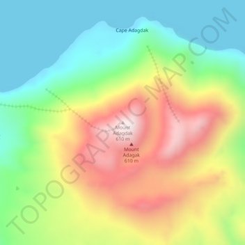 Mount Adagdak topographic map, elevation, terrain