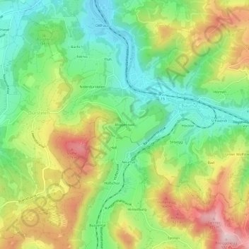 Bliggenswil topographic map, elevation, terrain