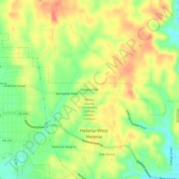 Holiday Hills topographic map, elevation, terrain